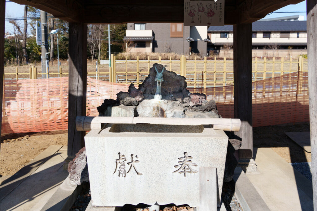 恋ヶ窪熊野神社の手水舎には龍がいます