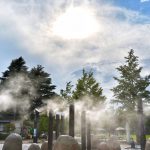 稼働が始まった武蔵国分寺公園の霧の噴水 (2022年7月2日撮影)