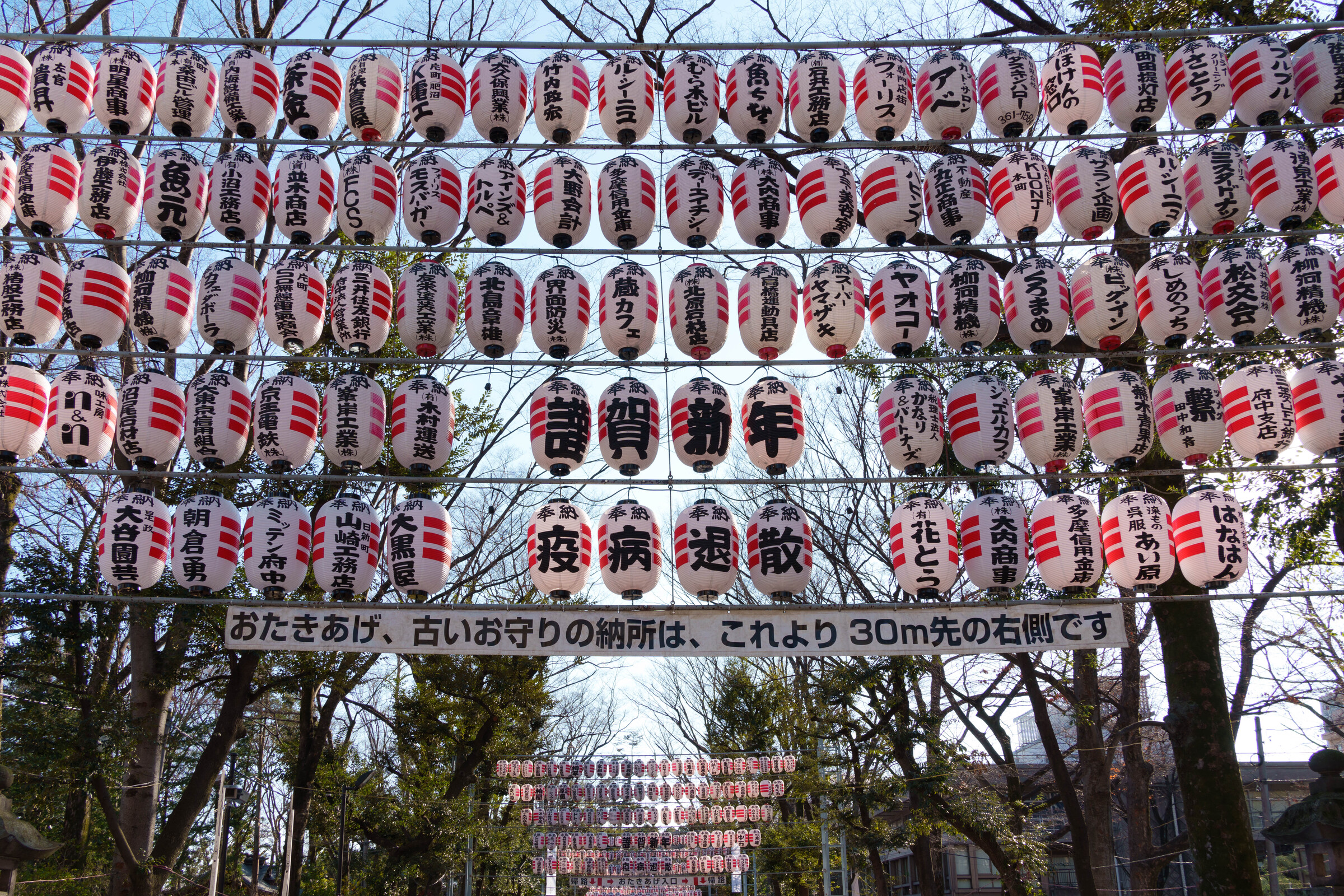 大國魂神社境内の新年の提灯 (2022年12月30日撮影)